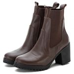 Bota Feminina Roma Sintético Cano Tratorada Elástico Zíper Café