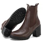 Bota Feminina Roma Sintético Cano Tratorada Elástico Zíper Café