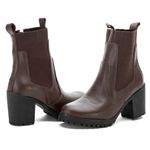 Bota Feminina Roma Sintético Cano Tratorada Elástico Zíper Café