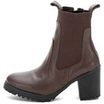 Bota Feminina Roma Sintético Cano Tratorada Elástico Zíper Café