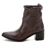 Bota Feminina Roma Couro Legítimo Cano Sanfonado Bico Fino Café