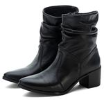 Bota Feminina Roma Couro Legítimo Cano Sanfonado Bico Fino Preto
