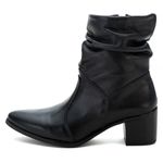 Bota Feminina Roma Couro Legítimo Cano Sanfonado Bico Fino Preto