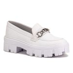 Sapato Mocassim Feminino Tratorado Sintético Branco