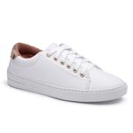 Tênis Casual Feminino Solado Borracha Sintético Branco e Onça