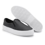 Slip On Feminino Casual Solado Borracha Sintético Preto