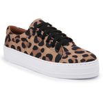 Tênis Casual Feminino Solado Borracha Tecido Animal Print Onça