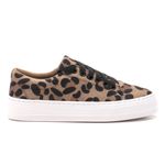 Tênis Casual Feminino Solado Borracha Tecido Animal Print Onça