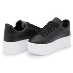 Tênis Feminino Plataforma Solado Borracha Sintético Preto