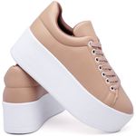 Tênis Feminino Plataforma Solado Borracha Sintético Nude