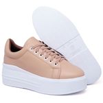 Tênis Feminino Plataforma Flatform Solado Borracha Sintético Nude