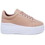 Tênis Feminino Plataforma Flatform Solado Borracha Sintético Nude