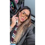 Óculo de sol Tais Animal Print âmbar lente pêssego