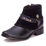 Botina Feminina Em Couro Legitimo Preto