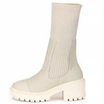 BOTA COTURNO MEIA EM COURO LEGITIMO CANO LONGO E CANO CURTO OFF-WHITE