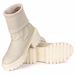 BOTA COTURNO MEIA EM COURO LEGITIMO CANO LONGO E CANO CURTO OFF-WHITE