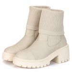 BOTA COTURNO MEIA EM COURO LEGITIMO CANO LONGO E CANO CURTO OFF-WHITE