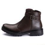 Bota Botina Coturno Fivela Feminina Cano Baixo Couro Legitimo Café