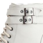 Bota Botinha Feminina Cano Baixo Tratorado Couro Legitimo Off White