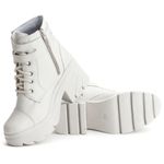 Bota Botinha Feminina Cano Baixo Tratorado Couro Legitimo Off White