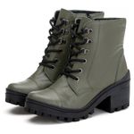 Bota Coturno Tratorado Feminina Em Couro Legitimo Verde Militar
