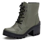 Bota Coturno Tratorado Feminina Em Couro Legitimo Verde Militar