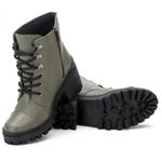 Bota Coturno Tratorado Feminina Em Couro Legitimo Verde Militar