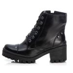 Bota Coturno Tratorado Feminina Em Couro Legitimo Preto