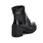 Bota Coturno Tratorado Feminina Em Couro Legitimo Preto