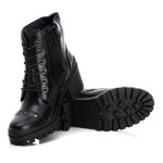 Bota Coturno Tratorado Feminina Em Couro Legitimo Preto
