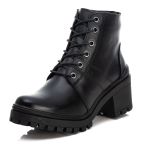 Bota Coturno Tratorado Feminina Em Couro Legitimo Preto