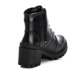 Bota Coturno Tratorado Feminina Em Couro Legitimo Preto