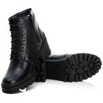 Bota Coturno Tratorado Feminina Em Couro Legitimo Preto