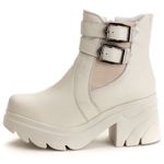 Kit Coturno Bota Chelsea E Bolsa Lorena Couro Legítimo Off-White