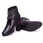 Bota Coturno De Salto Feminina Em Couro Legitimo Preto