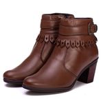 Bota Coturno De Salto Feminina Em Couro Legitimo Mouro