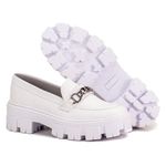 Mocassim Feminino Oxiford Tratorado Plataforma Branco