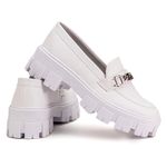 Mocassim Feminino Oxiford Tratorado Plataforma Branco