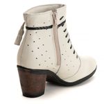 Bota Coturno De Salto Feminina Em Couro Legitimo Off White