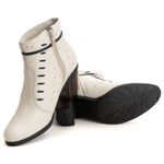 Bota Coturno De Salto Feminina Em Couro Legitimo Off White