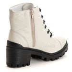Bota Coturno Tratorado Feminina Em Couro Legitimo Off White