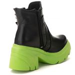 Bota Chelsea Feminina Cano Baixo Tratorado Couro Legitimo Preto Verde
