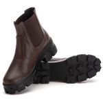 Coturno Tratorado Bota Chelsea Plataforma Rock Star de Elástico Café
