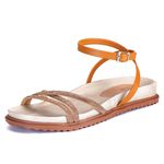 PAPETE SANDÁLIA FLAT FEMININA BIRKEN STRASS CAMEL