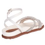 PAPETE SANDÁLIA FLAT FEMININA BIRKEN STRASS OFF WHITE