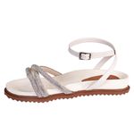 PAPETE SANDÁLIA FLAT FEMININA BIRKEN STRASS OFF WHITE