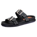 Sandália Birken Feminina Stass Brilho Papete Flat Preta