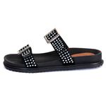 Sandália Birken Feminina Stass Brilho Papete Flat Preta