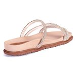 SANDÁLIA PAPETE FLAT FEMININA BIRKEN STRASS BRILHO NUDE