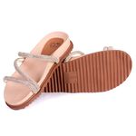 SANDÁLIA PAPETE FLAT FEMININA BIRKEN STRASS BRILHO NUDE